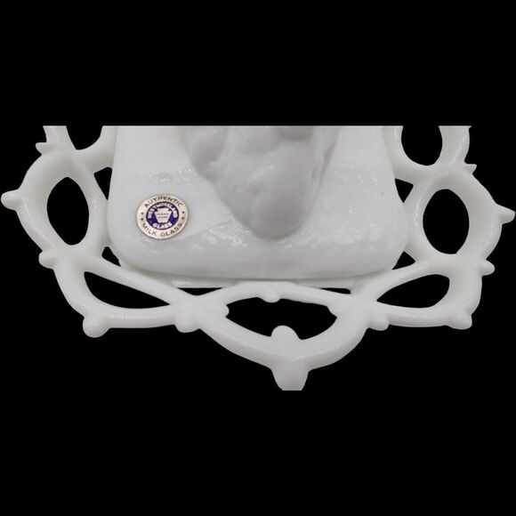 Westmoreland White Milk Glass Raised Wing Swan on Lacy Base Vintage Serving Dish - Picture 9 of 15